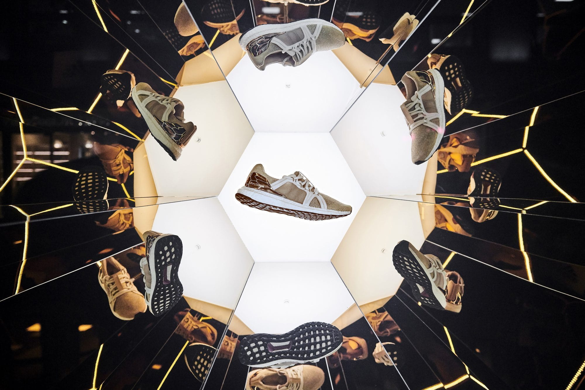 adidas: golden ultraboost - Retail Store Window Display Ideas