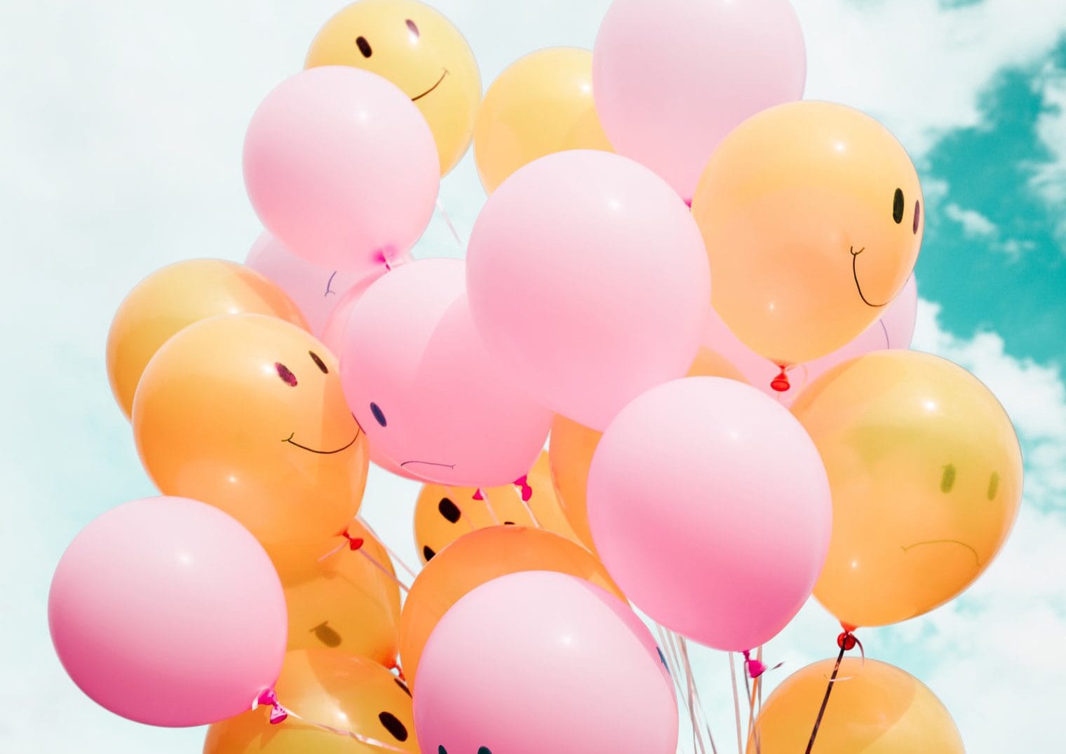 Balloons with emotions in the sky