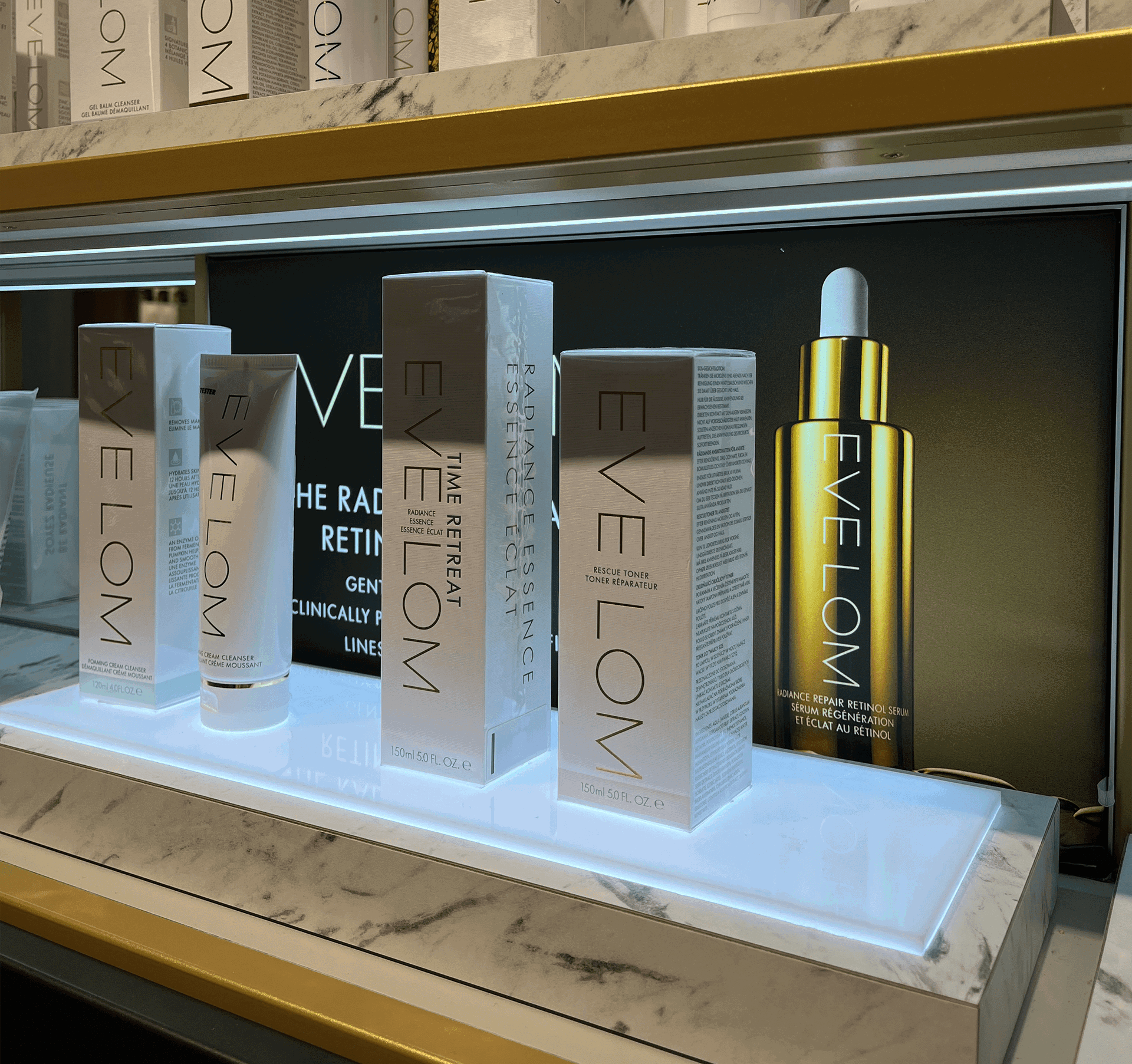 Retail Design - shopping counter - luxury skincare brand, EVE LOM
